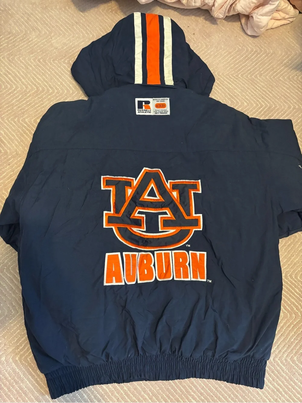 Vintage Auburn Tigers Navy & Orange Hooded Puffer Jacket